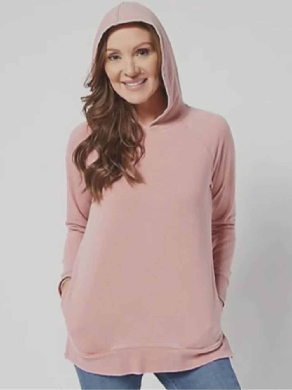 AnyBody Dark Blush Beach Washed French Terry Hoodie Size Large